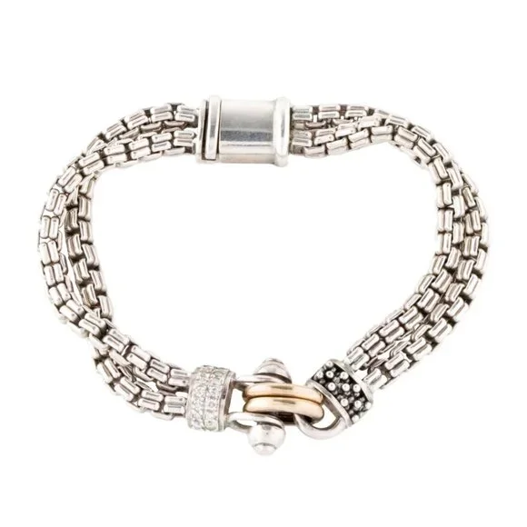 MICHAEL DAWKINS DIAMOND 14K YELLOW GOLD & STERLING SILVER LINK BRACELET
